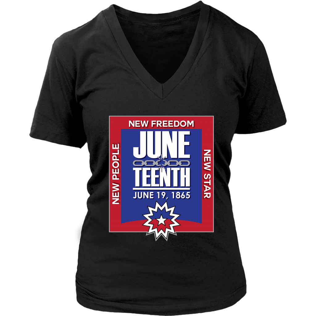 Juneteenth Womens V-Neck T-shirt