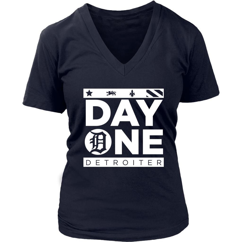 Day One Detroiter Womens V-neck T-shirt