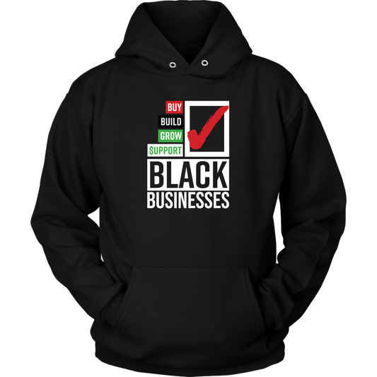Buy Build Grow Support Black Business Hoodie