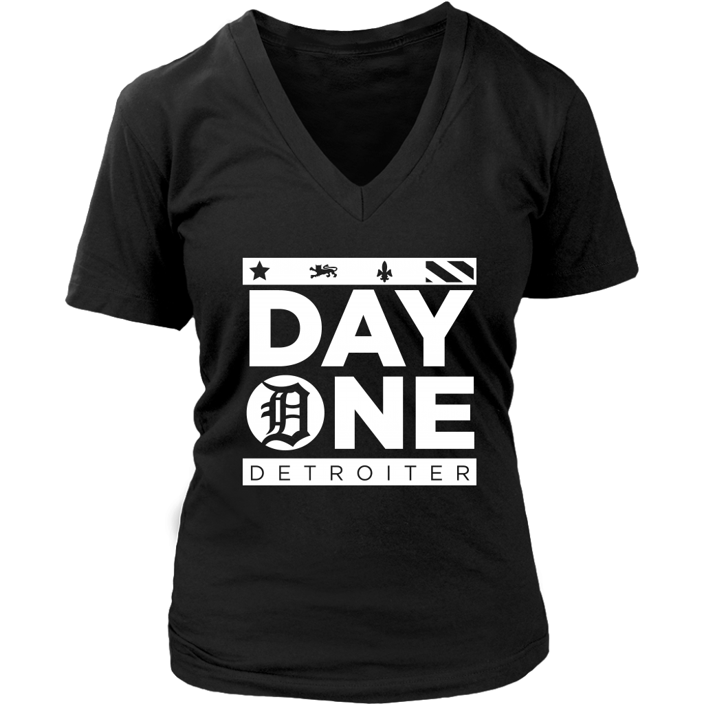 Day One Detroiter Womens V-neck T-shirt