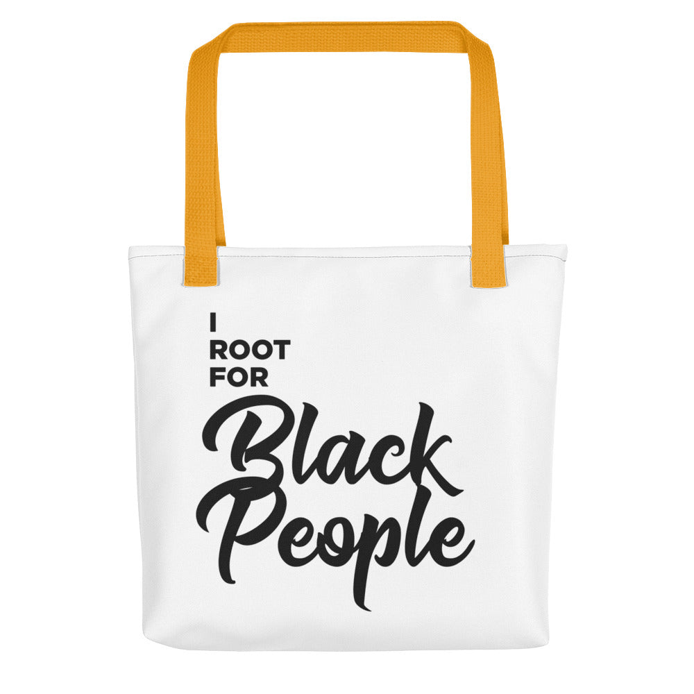 I root for black people tote bag
