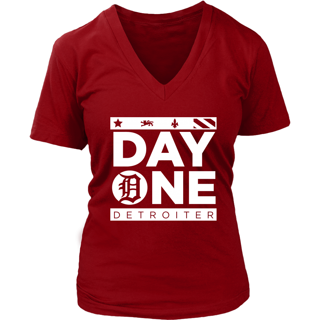 Day One Detroiter Womens V-neck T-shirt
