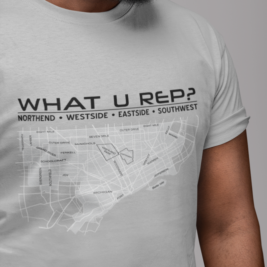 What U Rep? Detroit GREY Unisex T-shirt NEW