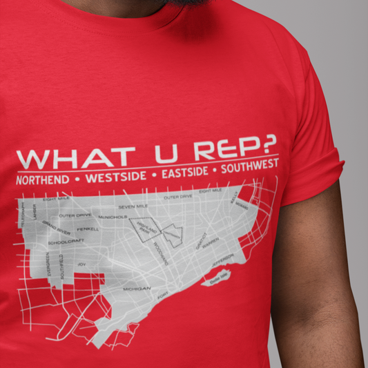 What U Rep? Detroit RED Unisex T-shirt NEW