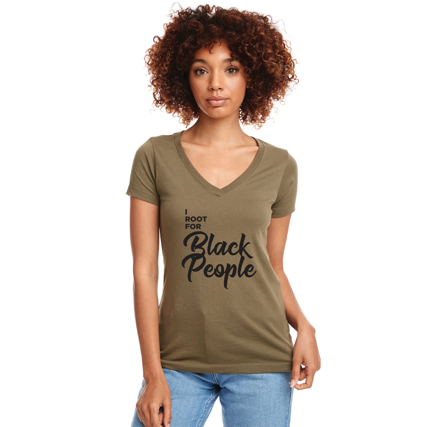 I ROOT FOR BLACK PEOPLE WOMEN'S V-NECK T-SHIRT