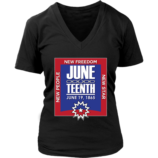 Juneteenth Womens V-Neck T-shirt POS
