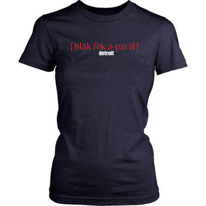 The Blackfokapparel Definition Red Logo Navy Women's T-Shirt 