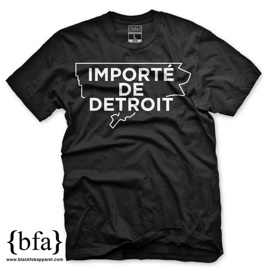 Importe de detroit white on black limited edition t-shirt