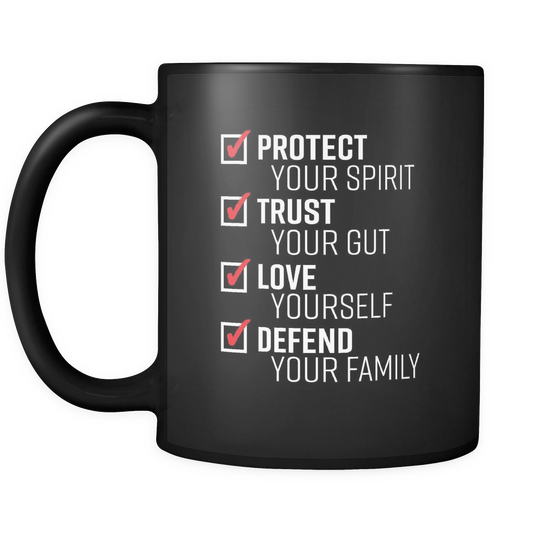 The Pledge The Pledge - Protect Trust Love Defend 11 oz Black Mug