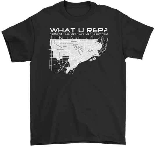 What U Rep? Detroit BLACK Unisex T-shirt NEW - POS