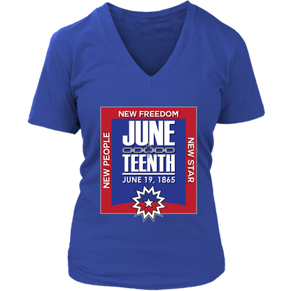 Juneteenth Womens V-Neck T-shirt