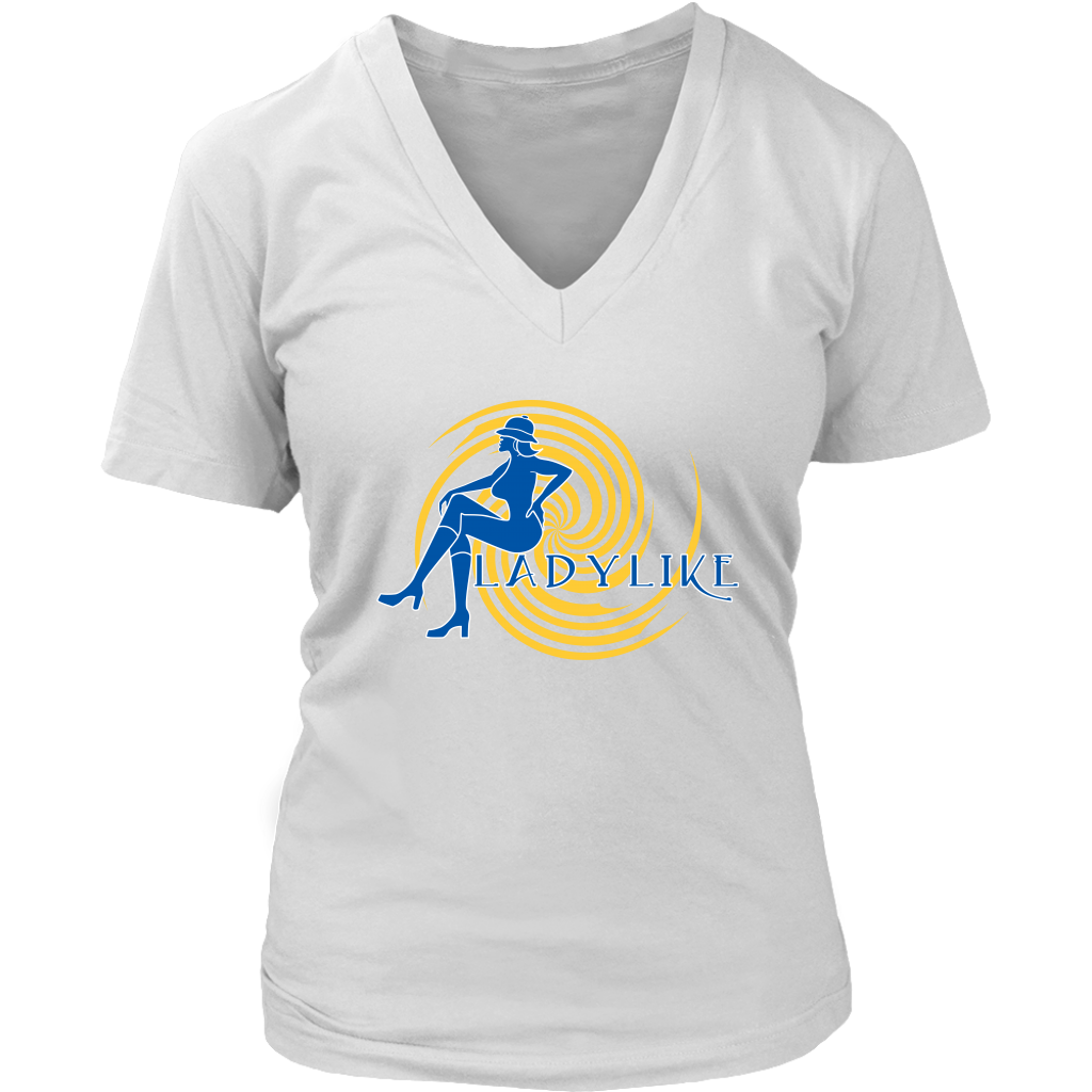 Ladylike Women's V-neck T-shirt – Royal Blue and Gold