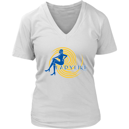 Ladylike Women's V-neck T-shirt – Royal Blue and Gold