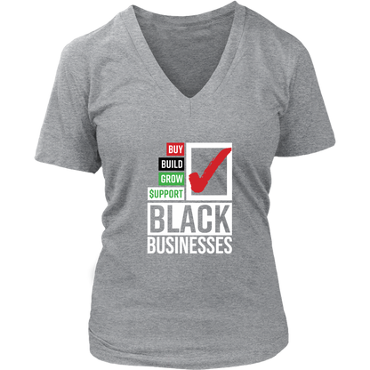 Buy Build Grow Support Black Businesses Womens V-neck T-shirt