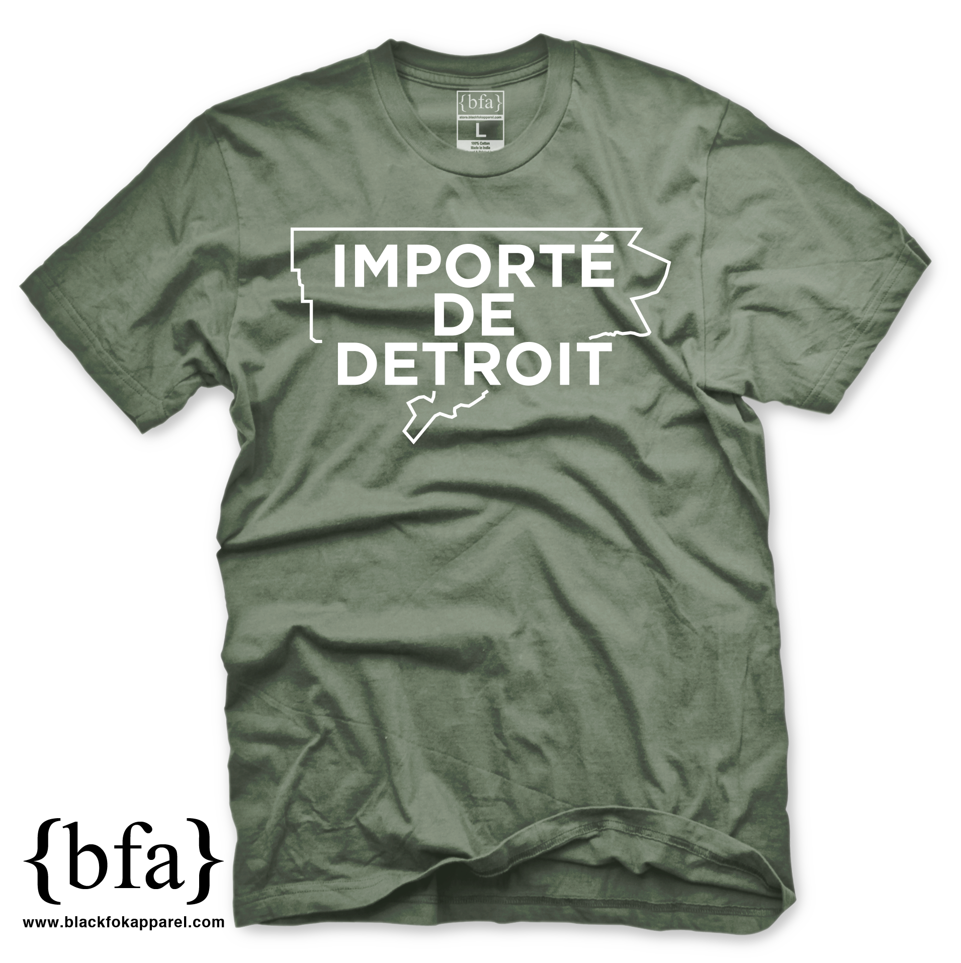 Importe de Detroit Military Green White T-shirt