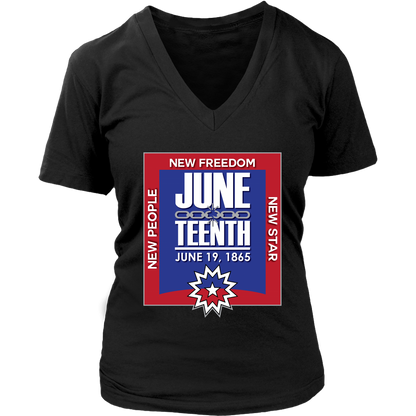 Juneteenth Womens V-Neck T-shirt