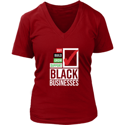 Buy Build Grow Support Black Businesses Womens V-neck T-shirt
